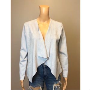 HYFVE blue faux suede open front jacket